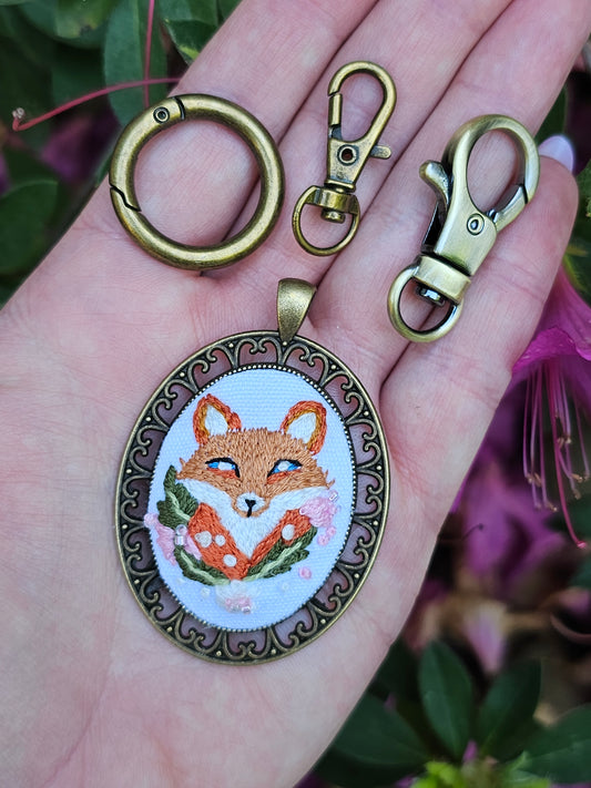 What Does The Fox Say Embroidered Pendant