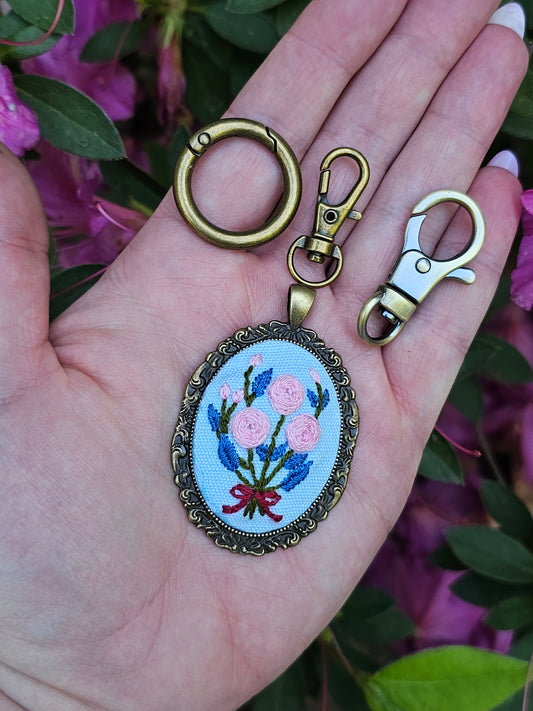 Bouquet Embroidered Bag Pendant