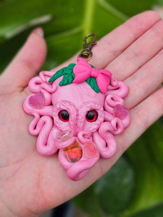 Strawberry Dream Small Octopus Bag Charm