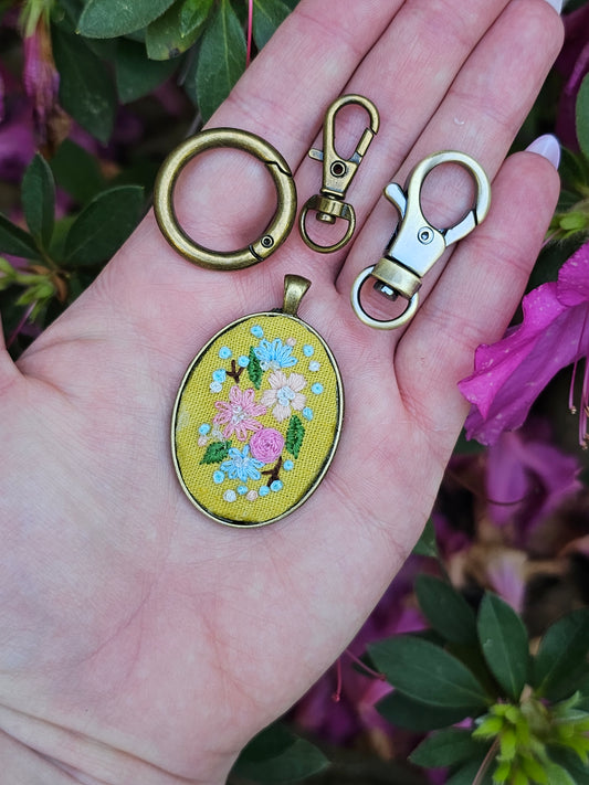 Flower Power Embroidered Pendant