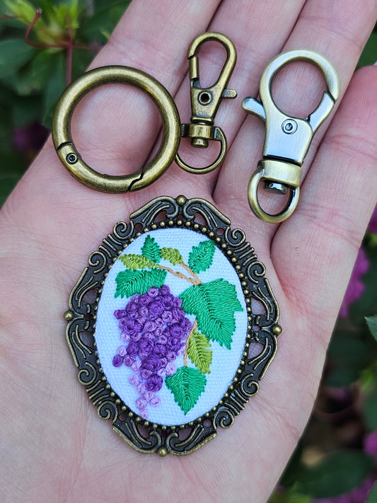 The Grape Escape Embroidered Pendant