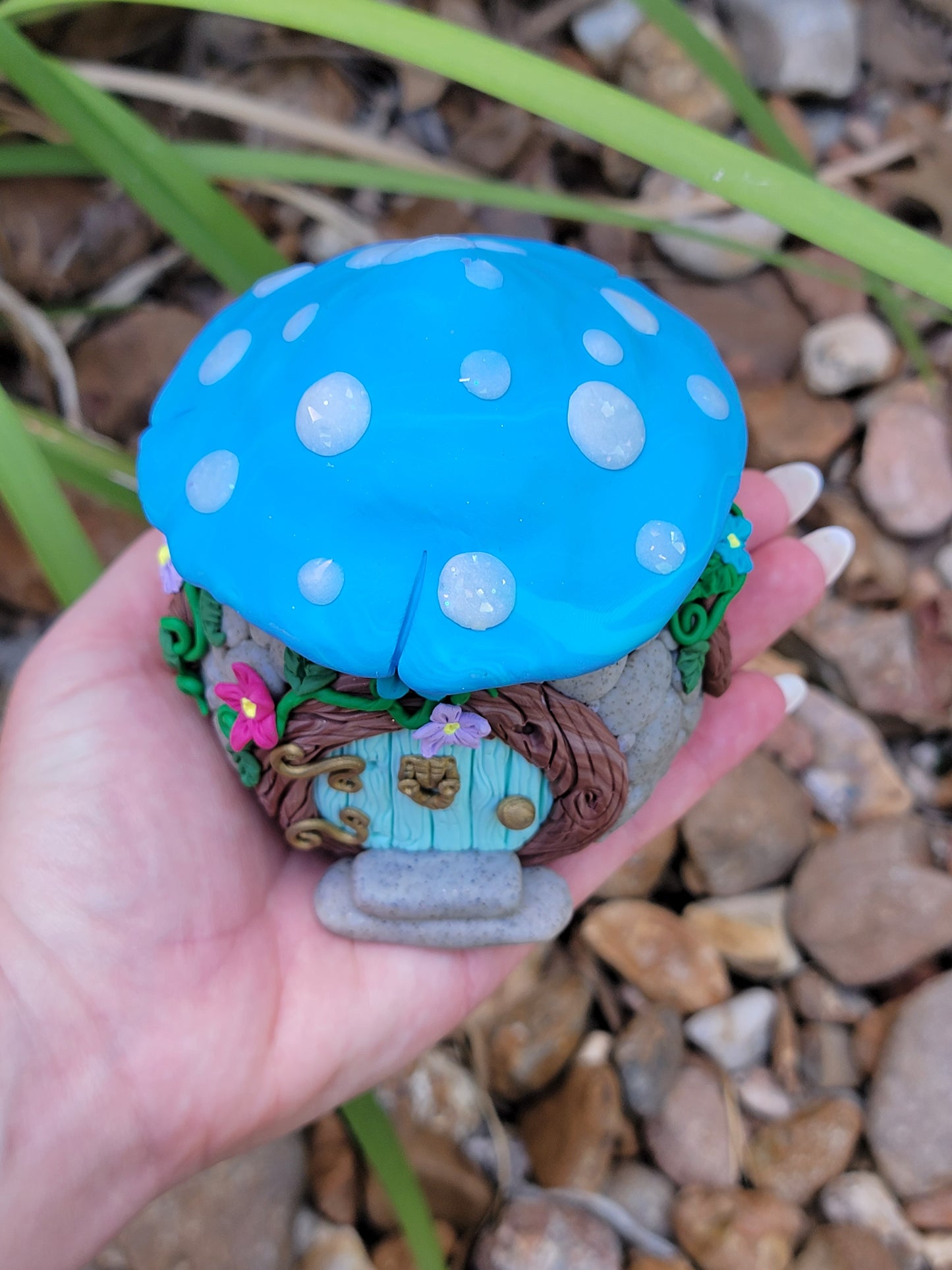 Mushroom Hobbit House Jar