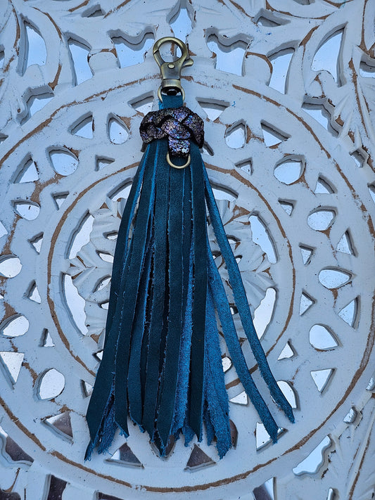 Blue Leather Tassel