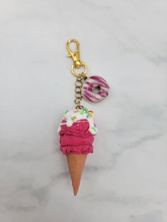 Dark Pink Ice-cream Cone Charm