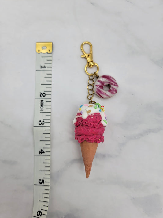 Dark Pink Ice-cream Cone Charm