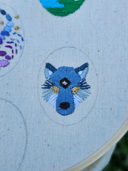 Wild Wolf Embroidered Pendant or Convertible Semi Custom